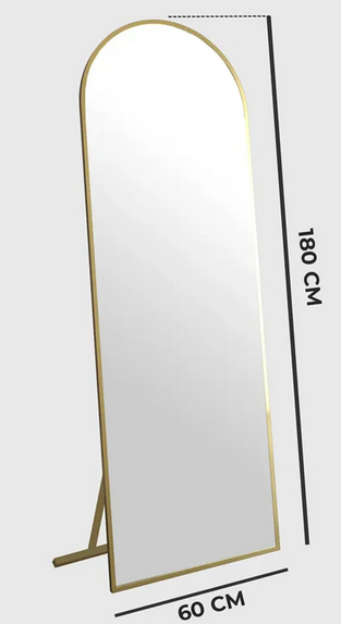 Oval Metal Çerçeveli Ayaklı Influencer Boy Aynası 180x60 Cm